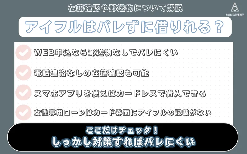 アイフルはバレずに借りれる？在籍確認や郵送物について解説